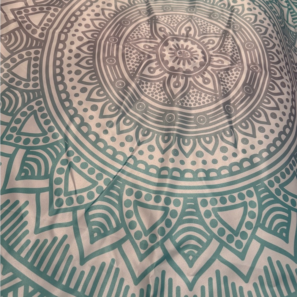 Boho Mandala Wall Tapestry in Teal and White